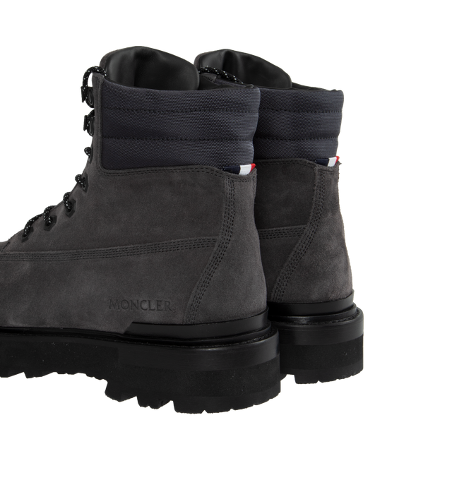 Image 3 of 4 - NAVY - MONCLER Peka Trek Boots featuring suede and nylon upper, leather lining insole, lace closure, leather welt, micro rubber midsole and vibram rubber tread. Sole height 5.5 cm. 100% polyamide/nylon. Lining: cow. Sole: 100% elastodiene. 
