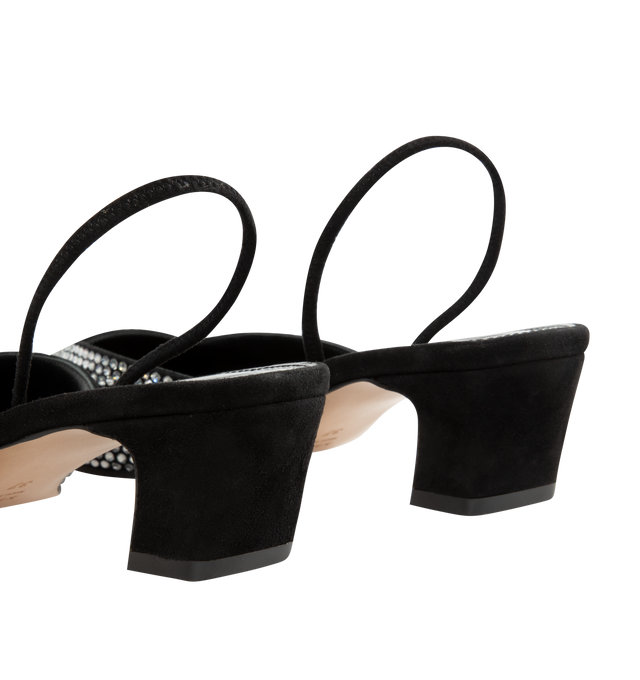 Image 3 of 4 - BLACK - KHAITE Roosevelt Pumps featuring stud embellishment, slingback strap, block heel, branded leather insole and pointed toe. 40MM. 100% calf suede.  