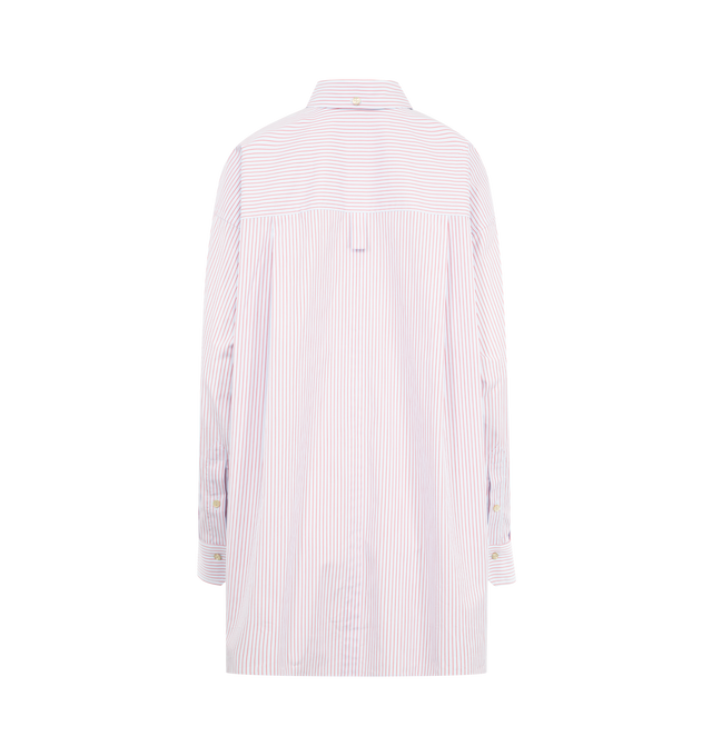 Image 2 of 2 - RED - RADH The Dune Shirt featuring branded button down closure, a removable self-tie at the neckline, long sleeves with button cuffs and classic collar. 100% Italian organic cotton.  