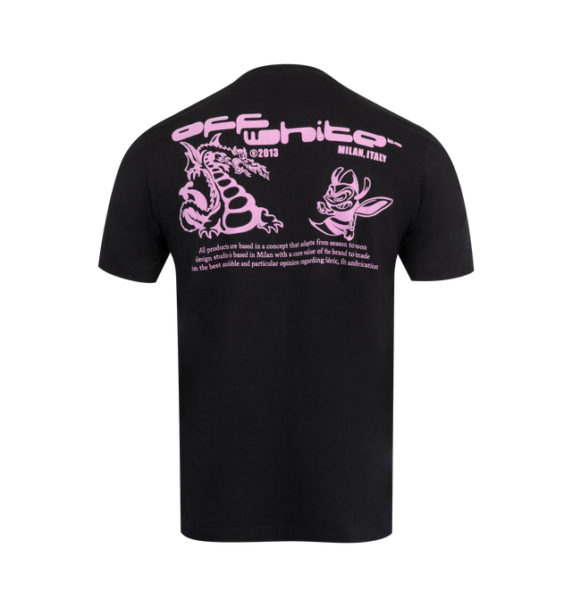 Image 2 of 2 - BLACK - OFF-WHITE Dragon Bee T-Shirt featuring jersey texture, crew neck, short sleeves, flocked logo to the front and back, straight hem and slim fit. 100% cotton.  