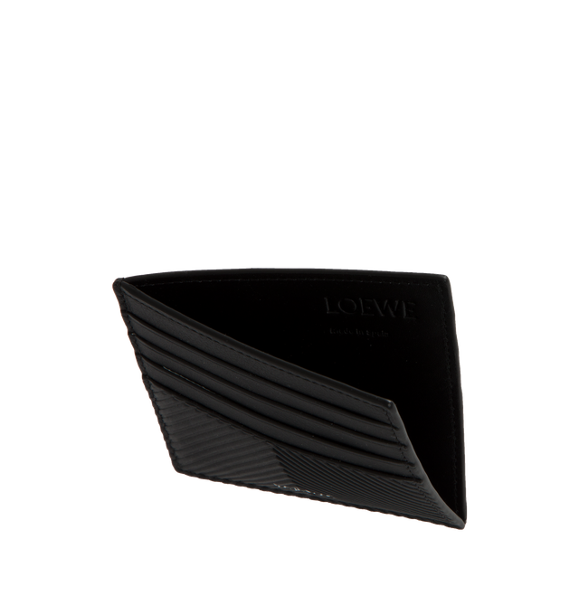 Image 3 of 3 - BLACK - LOEWE Open Cardholder Stamped featuring stamped logo, eight card slots and one central pocket and calfskin lining. 3.7 x 3.9 x 0.2 inches. Made in Spain. 