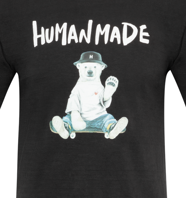 Image 2 of 2 - BLACK - HUMAN MADE Graphic T-Shirt #16 featuring crew neck, short sleeves, logo on front. 100% cotton. 