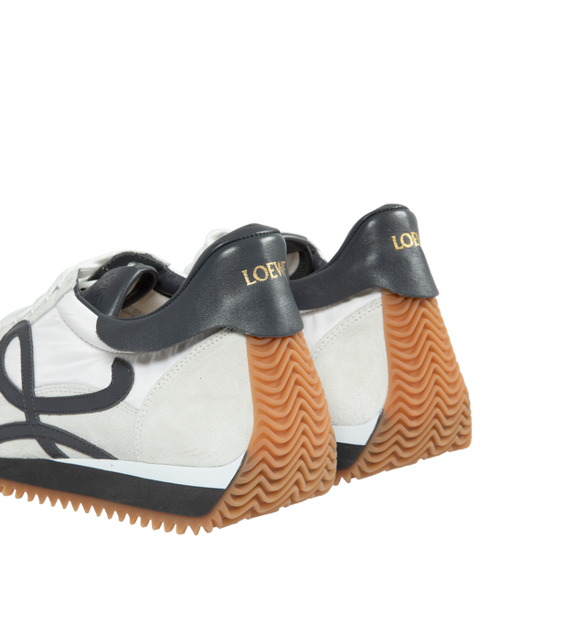 Image 5 of 8 - WHITE - LOEWE Flow Runner featuring an L monogram on the quarter, the textured honey-colored rubber outsole extends to the toe-cap and on to the back of the heel and gold embossed LOEWE logo on the backtab. Nylon/Suede. Made in Italy. 