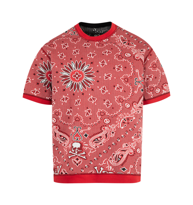 Image 3 of 3 - BLACK - MASTERMIND JAPAN Reversible Tee featuring regular fit, short sleeves, double-faced jaquard fabric and crew neck. 90% cotton, 10% polyurethane. 