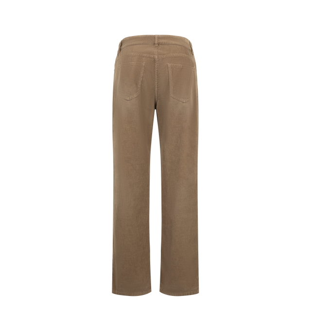 Image 2 of 3 - NEUTRAL - The Row Women's Dinni Pant is crafted from cotton corduroy and features a low-rise waist, a relaxed-fit silhouette, and a straight-leg cut. Designed with tonal topstitching and classic five-pocket styling, this versatile style sits low on the hips and combines understated tailoring with the rich texture and durability of corduroy. Main Material: 100% Cotton. Made in Italy. 