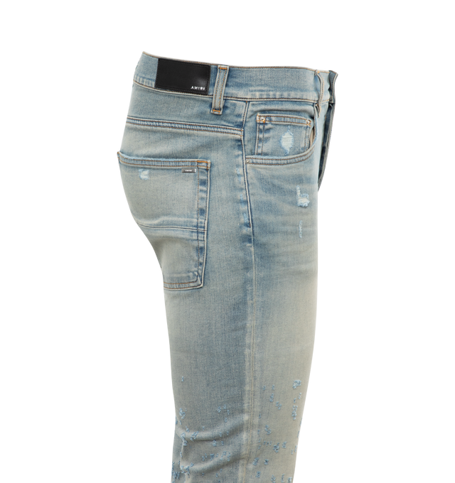 Image 2 of 2 - BLUE - AMIRI Shotgun Skinny Jean featuring 5 pockets, zip fastening, skinny fit and washed effect. 100% cotton. 
