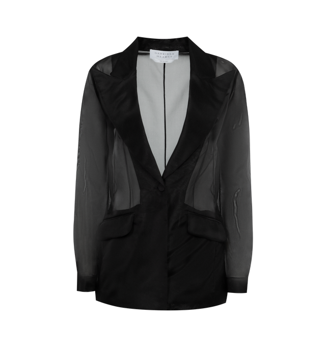 BLACK - GABRIELA HEARST Leiva Blazer featuring semi sheer, single-breasted, dual pockets and pick-stitch detail. 100% silk. Made in Italy.