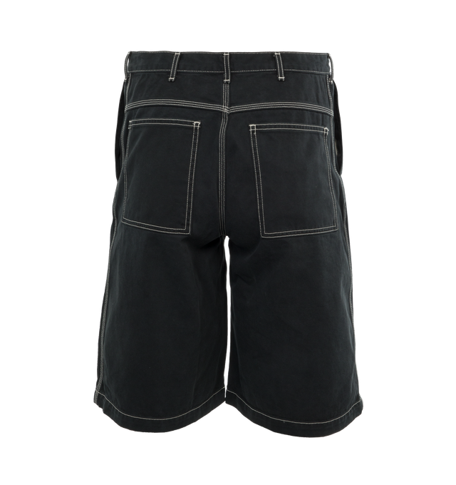 Image 2 of 4 - BLACK - HUMAN MADE Baggy Shorts featuring relaxed fit, 2 side pockets, patch back pockets, button zip closure, contrast seams and woven brand patch. 