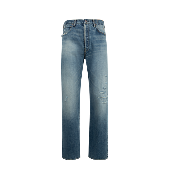diante　DAMAGE SLIT DENIM Blue Side Slit Wide Leg Destroyed Jeans