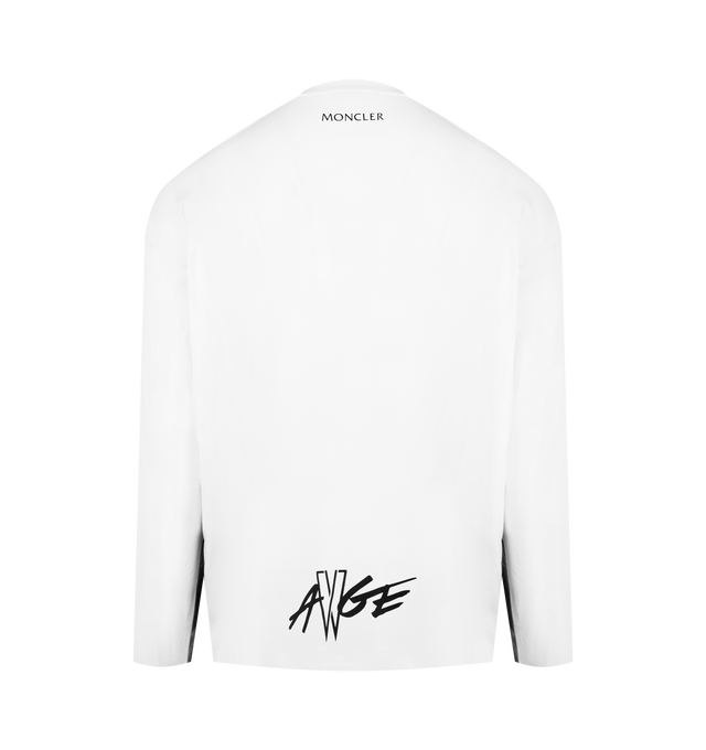 Image 2 of 3 - BLACK - Moncler x A$AP Rocky Cotton Long Sleeve T-Shirt featuring cotton jersey, crew neck, long sleeves, printed pattern, logo print, logo patch and oversized fit. 100% cotton. 