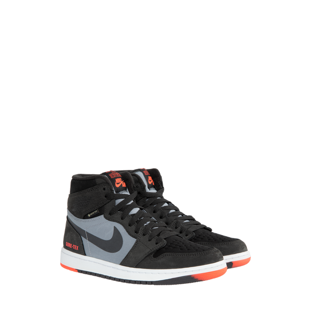 GREY - AIR JORDAN 1 ELEMENT GORE-TEX features inner bootie to help you stay dry, nubuck leather overlays provide structure and support, rubber cupsole provides traction on a variety of surfaces, rubber traction, reflective Swoosh design, wings logo on collar, perforated toe and foam midsole.