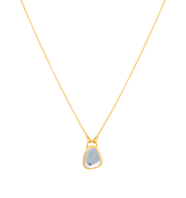 Image 1 of 1 - GOLD - Eli Halili Tanzanite Necklace is handcrafted with a double rose-cut amorphic tanzanite set in solid 22K yellow gold and suspended from an elegant 18K yellow gold Spiga chain. Designed and hand forged in New York, this designer fine jewelry necklace showcases Eli Halili's signature blend of ancient-inspired artistry and exceptional craftsmanship, creating a timeless statement piece with organic elegance. Main Materials: 22K Yellow Gold and 18K Yellow Gold. Gemstone: Double Rose-Cut Amor 
