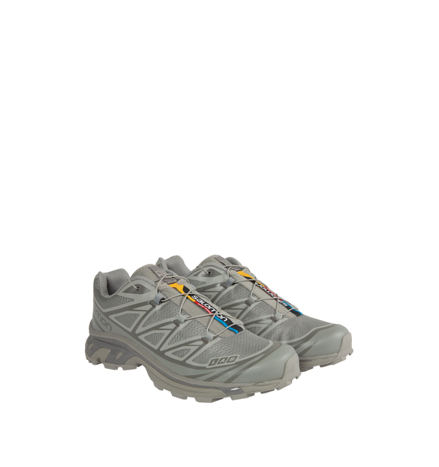 Image 2 of 5 - GREY - SALOMON XT-6 Sneakers featuring lace-up front, signature Agile Chassis system and Mud Contagrip soles. Mesh and rubber. Rubber sole. 