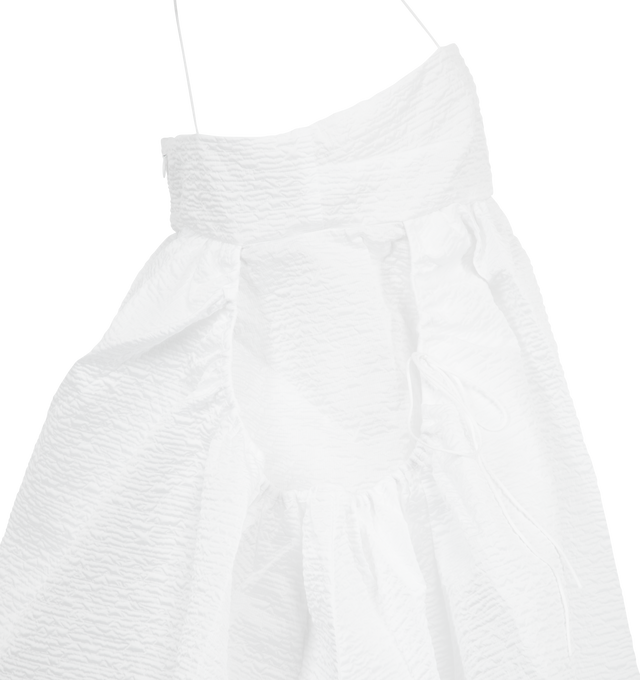 Image 3 of 3 - WHITE - Cecilie Bahnsen Lisbeth Minidress featuring lightweight polyester-blend matelass dress, square neck, gathering at waist, self-tie fastening at welt pockets, fixed spaghetti straps and zip closure at low back. 73% polyester, 27% polyamide. Made in Latvia. 