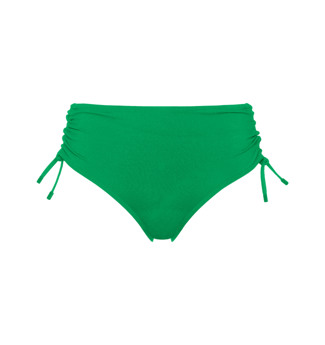 Image 1 of 5 - GREEN - ERES Ever High-Waisted Bikini Briefs featuring high-waisted bikini briefs, adjustable spaghetti link on each side with branded tips and side shirring. 84% Polyamid, 16% Spandex. Made in Morocco. 