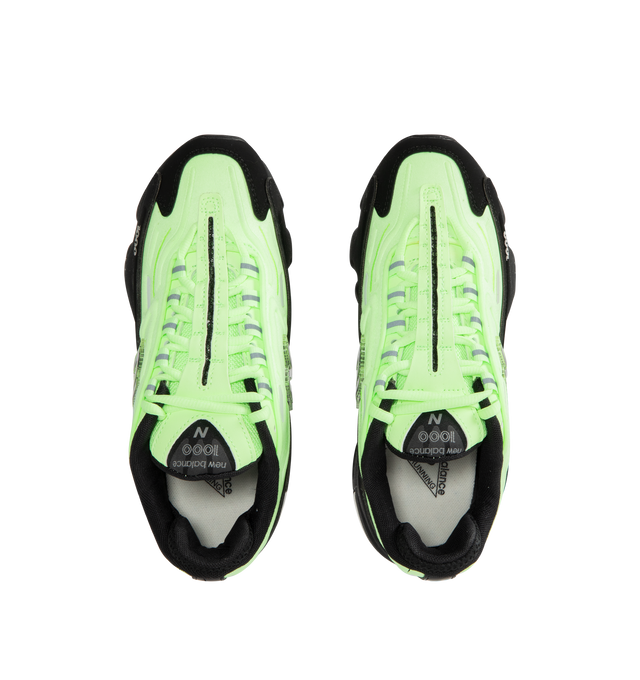 Image 5 of 5 - GREEN - NEW BALANCE 1000D Sneaker featuring polyurethane and ABZORB midsole, with ABZORB cushioning at heel and forefoot, stability Web outsole technology, sculpted midsole details, embroidered details, reflective accents, rubberized N logo with transparent outline and external lacing structure with nylon eyelet. 