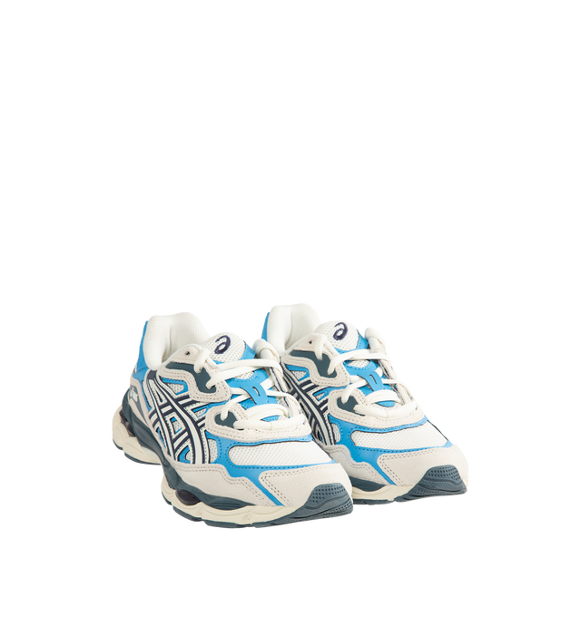 Image 2 of 5 - BLUE - Asics Men's Gel-NYC Polar Sneaker featuring lace up closure, layered upper construction, rearfoot and forefoot GEL technology, suede and synthetic and fabric upper, fabric lining and rubber sole. 