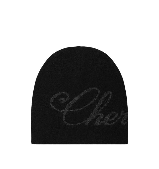 Image 1 of 3 - BLACK - Cherry LA Skull Cap is crafted from a luxurious wool and cashmere blend and features a classic skull cap silhouette designed for everyday cold-weather wear. Finished with Cherry script branding along the body, this elevated essential combines lightweight warmth with a soft, comfortable feel. Main Material: Wool and Cashmere Blend.  