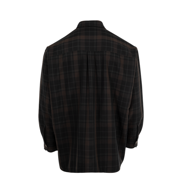 Image 2 of 2 - BLACK - OUR LEGACY Borrowed Shirt featuring front button fastening, buttoned cuffs, chest patch pocket and check pattern. 55% polyester, 45% cotton. 