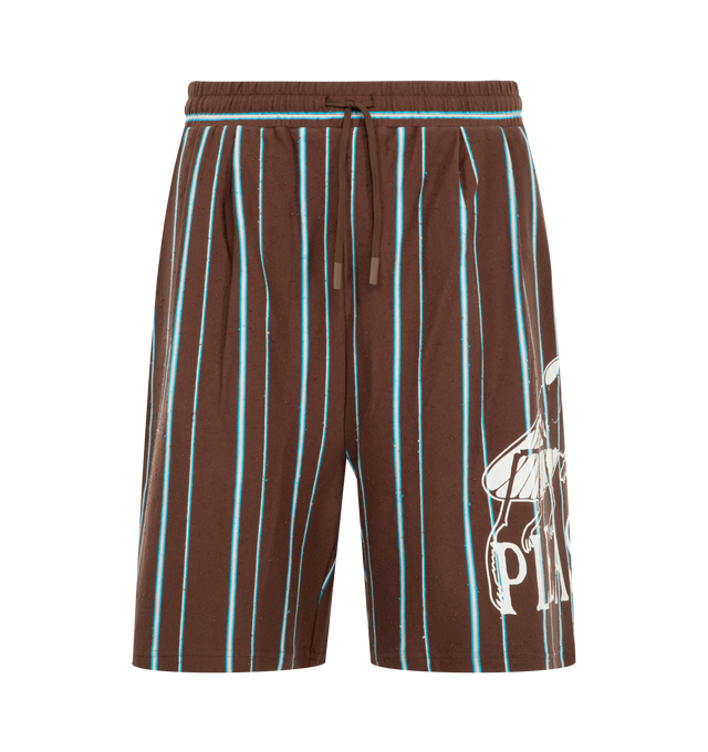 Image 1 of 3 - MULTI - Pleasures Mens Boxy Polo is crafted from heavyweight twill-back French terry. Features a boxy fit, polo collar, double-pleated detailing, faux pilling effect, and printed logo graphic. Main Material: 97% Cotton, 3% Spandex. Made in China. 