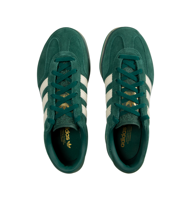 Image 5 of 5 - GREEN - Adidas Gazelle Stack lace-up platform sneakers featuring layers of moulded EVA in the midsole for an ultra-high platform, ssmooth leather upper, suede accents and semi-translucent foxing tape add retro appeal. 