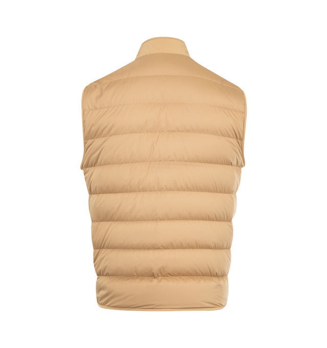 Image 2 of 3 - NEUTRAL - MONCLER Karakai Teddy Down Vest featuring teddy fleece, micro polyester back and lining, micro soft trim and pockets, down-filled, zipper closure, zipped kangaroo pockets and patch pockets with snap button closure. 100% polyester. 73% polyester, 27% acrylic. Lining: 100% polyester. Padding: 90% down, 10% feather. 