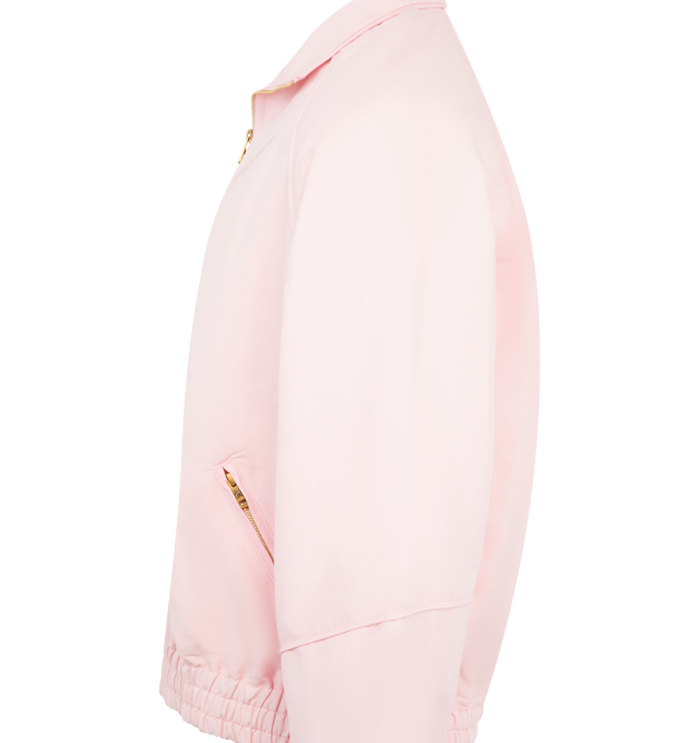Image 3 of 3 - PINK - WILLY CHAVARRIA Ruff Rider Track Jacket featuring cotton jacket with viscose and cotton blend lining, tone-on-tone logo embroidery, front zip closure, high neck, pockets, long raglan sleeves with elastic cuffs and elastic hem. 100% cotton.  