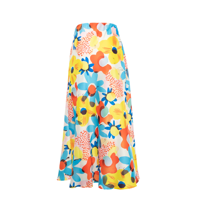 MULTI - CHRISTOPHER JOHN ROGERS Petunis Floral Bias Skirt featuring midi length, slim silhouette, bias cut and elastic waistband. 100% viscose.