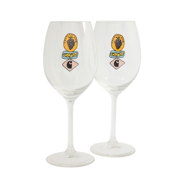 Image 1 of 2 - MULTI - The Stacked Grapes Wine Glass Set is made from glass and detailed with seasonal graphic prints. 32 cl / 11 oz; 7.7 x 19.8cm (3.03 x 7.80 inch) 