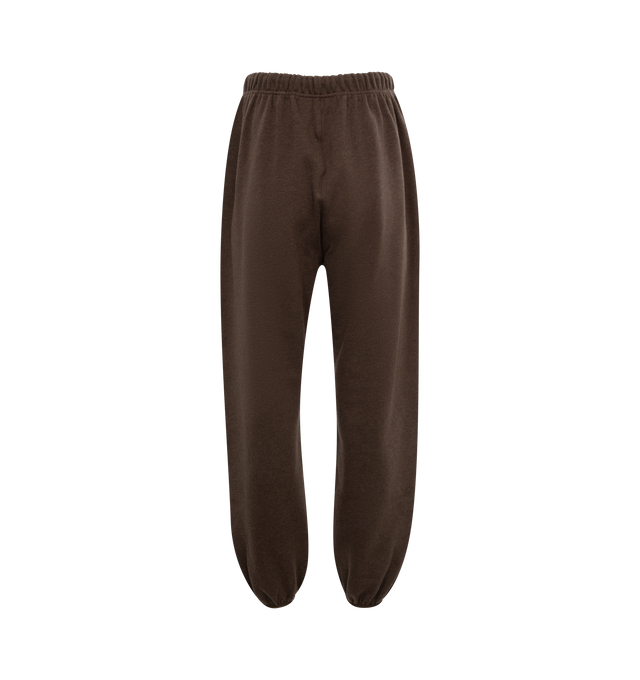 Image 2 of 3 - BROWN - FEAR OF GOD ESSENTIALS Sweatpants featuring drawstring waist, elastic waist and hem, side pockets and logo on front. 100% cotton.  