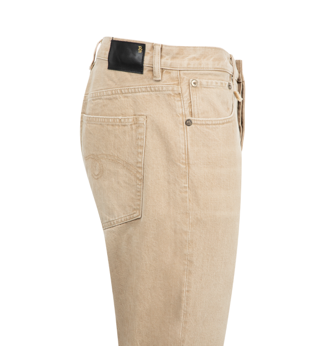 Image 3 of 3 - BROWN - R13 Tailored Drop Jeans featuring zip fly with button closure, 5-pocket design, straight legs and cropped above ankles. 100% cotton. Made in Italy. 