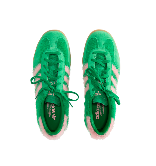 Image 5 of 5 - GREEN - ADIDAS Gazelle Indoor Sneaker featuring highpile textile upper, T-shaped overlays, 3-Stripes design and rubber sole. 