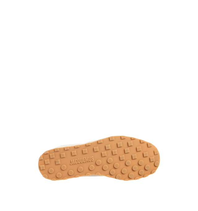 Image 3 of 4 - WHITE - JACQUEMUS Tennis Sneaker featuring soft sneakers in soft crocodile-embossed suede, almond-shaped toe, flat laces, embossed logo on the tongue, embossed logo on the heel tab, removable leather-covered insole and rubber outsole in a round and square shape. 100% calf leather. Outsole: 100% thermoplastic polyurethane. Made in Portugal. 