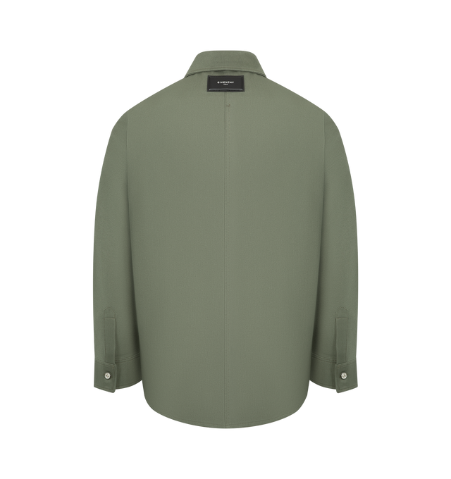 Image 2 of 2 - GREEN - GIVENCHY Overshirt featuring long-sleeved overshirt, classic collar, button closure, buttoned cuffs, chest pockets and relaxed fit. Made in Portugal. 