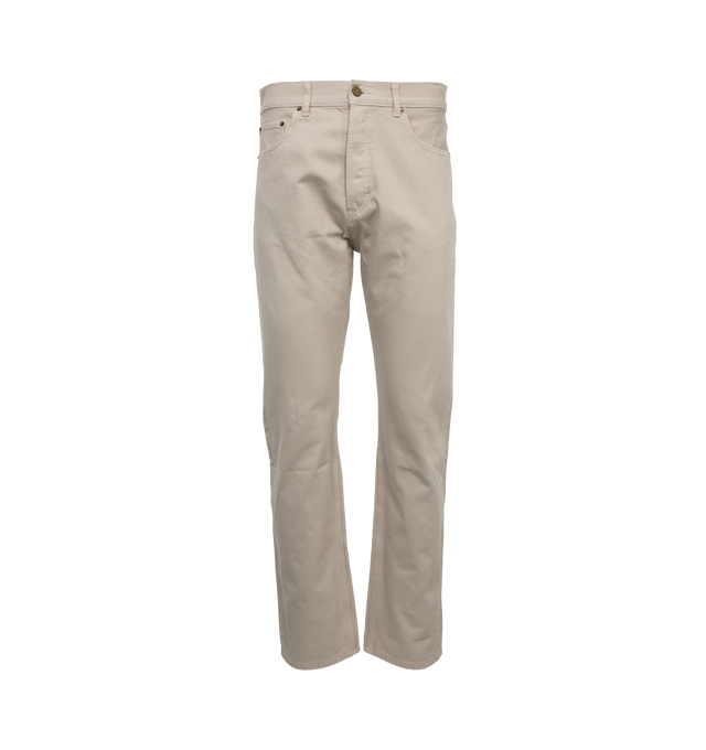 GREY - FEAR OF GOD 5 POCKET JEAN is made from Japanese denim with antique brass hardware for premium quality in a straight-leg fit. The leather label is stitched on the back pocket. 100% cotton.