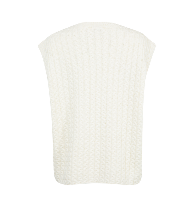 Image 2 of 2 - WHITE - LOEWE Vest featuring relaxed fit, regular length, round neck, ribbed collar, cuffs and hem and braided Anagram placed at the front. Wool. Made in Italy. 