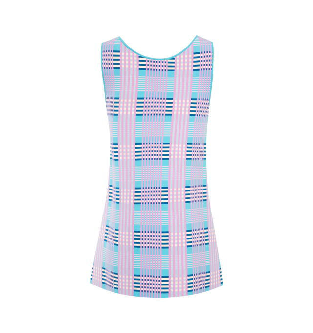 Image 2 of 2 - BLUE - Marni Sleeveless A-line dress crafted from sleek stretch techno-viscose fabric. Compact jacquard checked weave in five colours. Regular fit with round neck. Made in Italy. 80% Viscose-Rayon Knit 16% Polyester Knit 3% Polyamide Knit 1% Elastan Knit. 