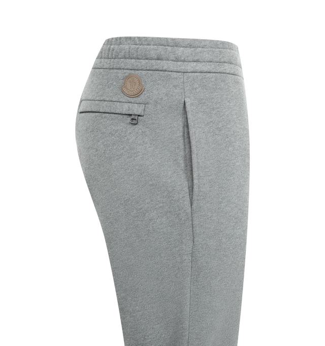 Image 3 of 3 - GREY - MONCLER Sweat Bottoms featuring elastic waistband, side slit pockets, back welt pocket and relaxed fit.  