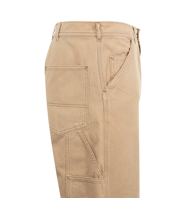 Image 3 of 3 - BROWN - MAISON MARGIELA 5 Pocket Pants featuring zip fly with button closure, 5-pocket design, midweight denim fabric and straight leg. 100% cotton. Made in Italy. 