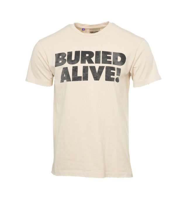 WHITE - GALLERY DEPT. Buried Alive Tee featuring boxy fit, crew neckline, short sleeves and screen-printed branding on front and back. 100% cotton.