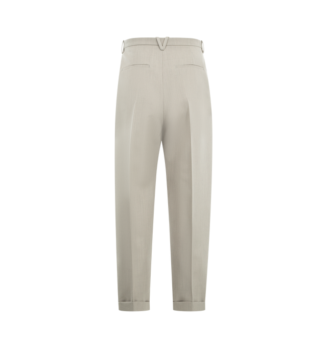 Image 2 of 3 - GREY - BOTTEGA VENETA Wool Melange Pants featuring wool melange pants, wide tapered leg and zipper and hook closure. 100% wool. Made in Italy. 