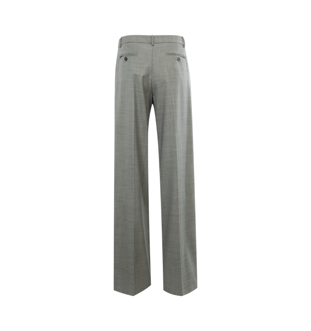 Image 2 of 3 - GREY - MAGDA BUTRYM Wide leg tailored pants in grey wool with pleating, side pockets, belt loops, and a zip closure. 8% wool 2% elastane with 100% silk lining.  