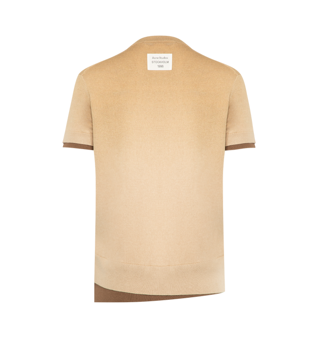 Image 2 of 2 - BROWN - ACNE STUDIOS Cashmere and Silk Blend Sweater featuring cuffs and hem with ribbed finishes, relaxed fit, plain knit, made in lightweight silk knit, round neck, double layer construction and short sleeves. 70% silk, 10% cashmere, 20% wool. Made in Italy. 
