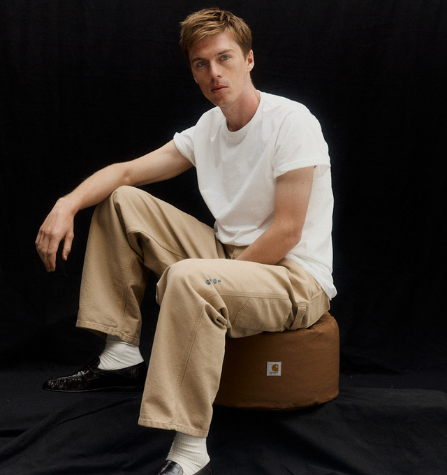 Image 2 of 4 - BROWN - CARHARTT WIP OG Single Knee Pant featuring heavyweight cotton, Dearborn Canvas in a loose straight fit, triple-stitched, Bartack stitching at vital stress points, zip fly, graphic prints, tool pockets, hammer loop and woven Square Label on the rear. 100% organic cotton. 
