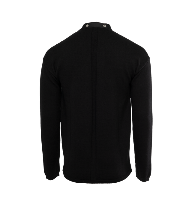 Image 2 of 3 - BLACK - RICK OWENS Peter Cardigan featuring lightweight knit, press-stud closure extends to Y-neck, rib knit hem and cuffs, central garter-knit stripe at back and logo-engraved silver-tone hardware. 100% virgin wool. Made in Italy. 
