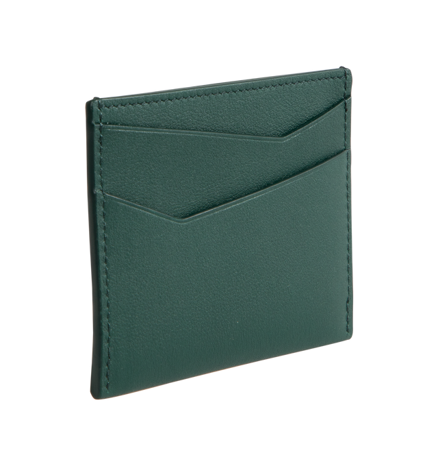 Image 2 of 3 - GREEN - LOEWE Puzzle Plain Cardholder featuring four card slots, one central pocket, overlapped edges and embossed Anagram. Classic calf. Made in Spain.Height 3in X Width 4.1in. 