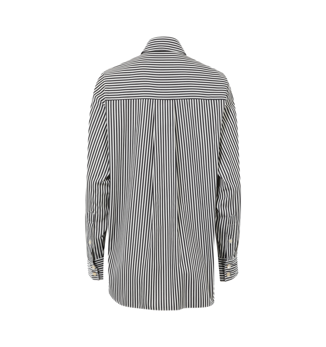 Image 2 of 2 - BLACK - ISABEL MARANT Fabriza Shirt featuring striped silk blend shirt, shirt collar, long sleeves, straight cuffs, buttoned front, rounded hem and straight cut. 58% silk, 42% cupro. 