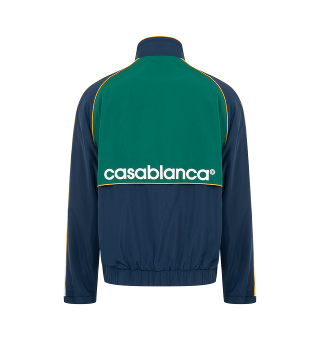 Image 2 of 2 - GREEN - CASABLANCA CC Applique Windbreaker Jacket featuring zip front closure, applique on front, elastic cuffs and hem and logo on back. 100% polyester. 