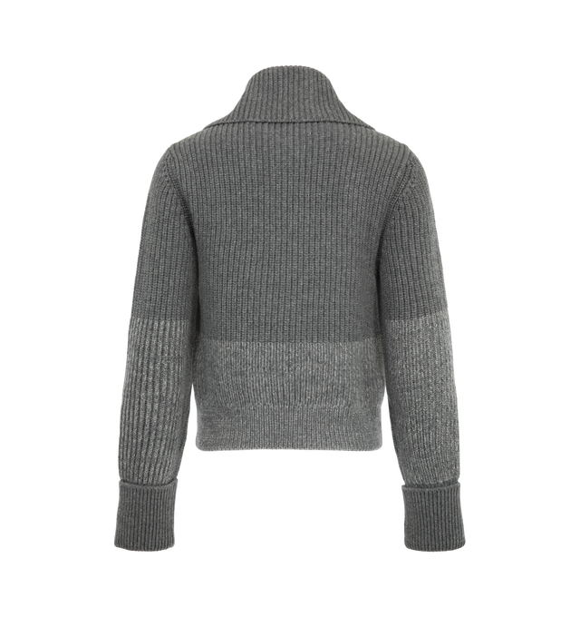 Image 2 of 2 - GREY - Bottega Veneta Women's Wool & Cashmere Sweater is crafted from an english rib knit and features a coaxial leather zipper pull. Designed with a regular fit, it is finished with a half-zip closure and refined ribbed construction. Main Material: 50% Cashmere, 50% Wool. Made in Italy. 