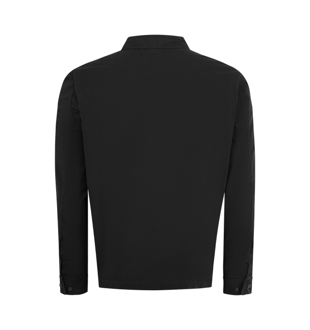 Image 2 of 3 - BLACK - C.P. COMPANY Organic Gabardine Zipped Lens Overshirt featuring classic collar, two-way concealed zip fastening, two chest flap pocket, lens detail, adjustable button cuffs and regular fit. 100% cotton. Made in Italy. 